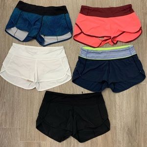5 pairs of lululemon size 4 speed up shorts!